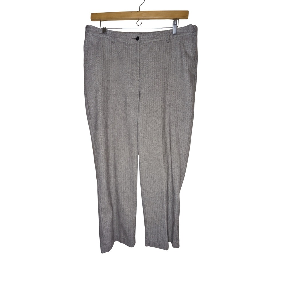 LL BEAN Lined Herringbone Trousers Womens 20 Tall Taupe Cotton Cabincore